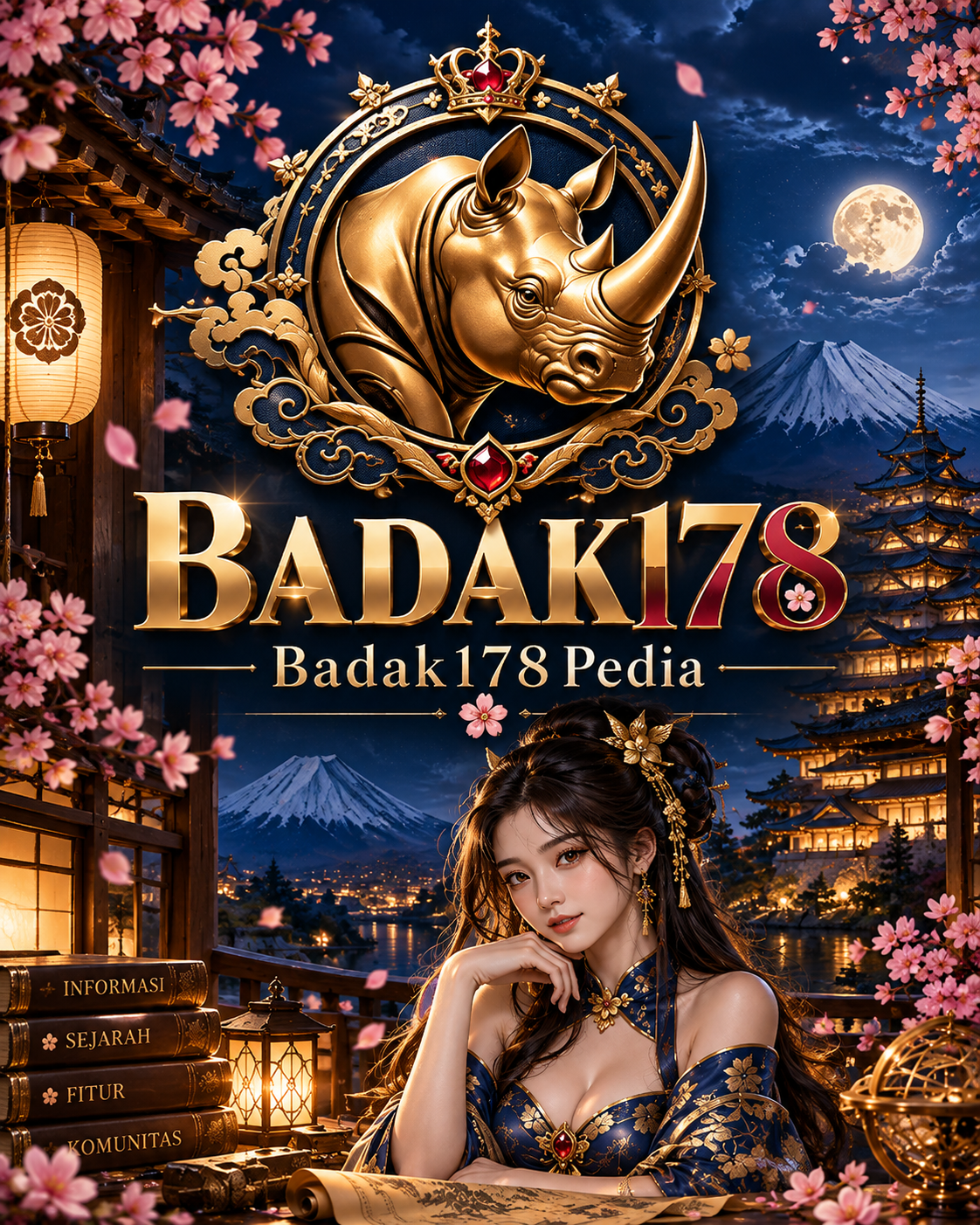 Identitas visual BADAK178 dengan simbol badak emas